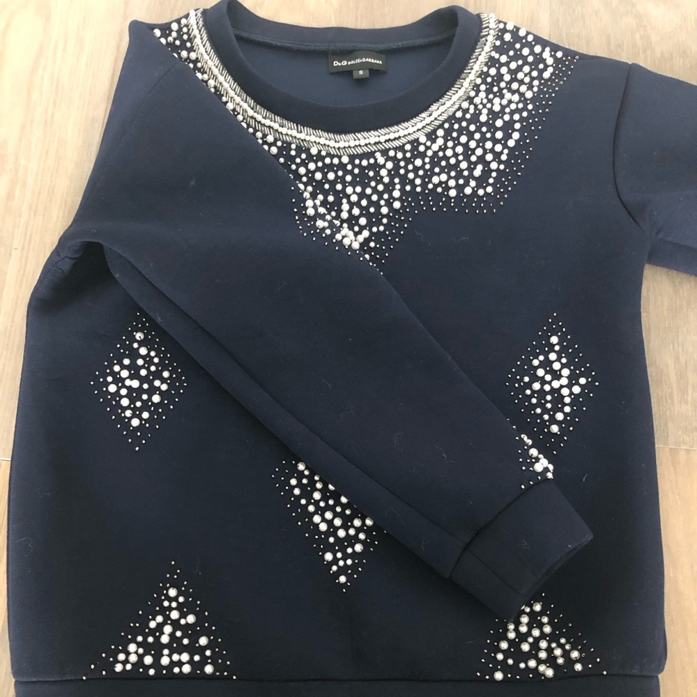 Dolce & Gabbana Navy and White Embellished Sweatshirt - Picture 4 of 5